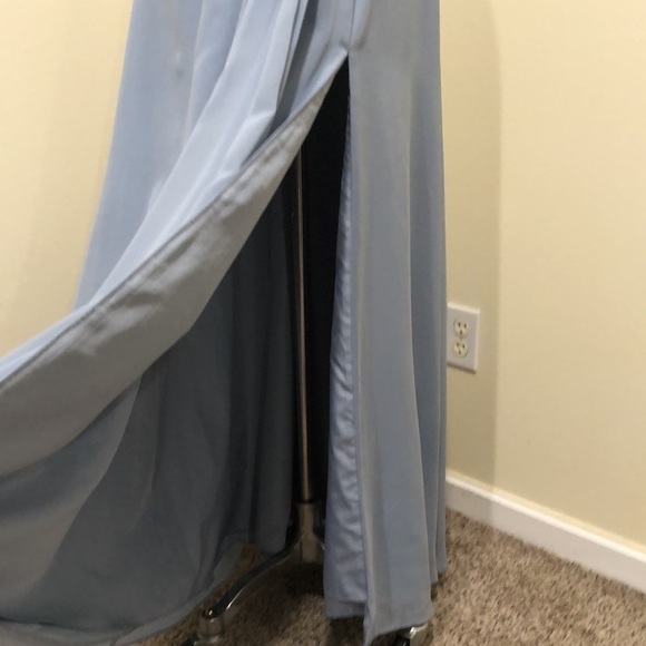 AZAZIE Gown Formal Maxi Dress Size 10 Pastel Sky Blue Strapless Pleated Bodice - Picture 4 of 9